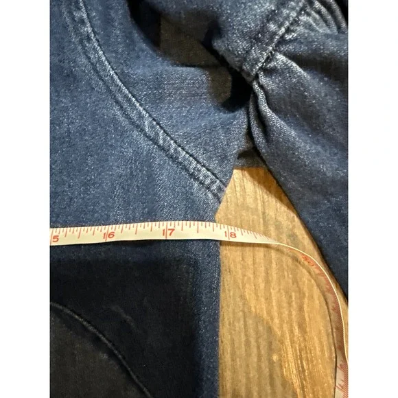 Lauren Ralph Lauren Blue Denim Bell Sleeve Boat Neck Shift Dress 4 Lagenlook - Picture 5 of 6